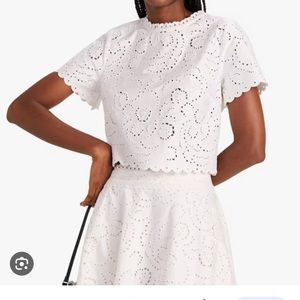 Kate Spade Floral Embroidered Cutwork Top